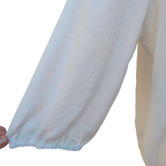 Blu Pepper Ivory Blouse High Neck 3/4 Sleeves Lace Trim Modest - Picture 6 of 10